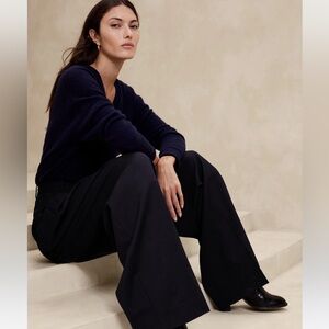Banana Republic Sienna Wide-Leg Italian Wool Pant in Navy
